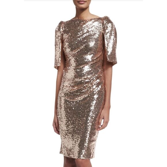 Talbot Runhof "Lobata" Sequined Cocktail Dress - Picture 1 of 6